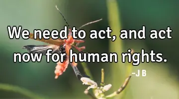 We need to act, and act now for human rights.