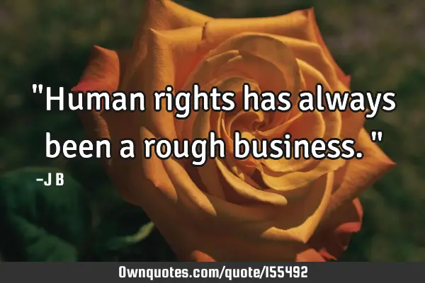 "Human rights has always been a rough business."