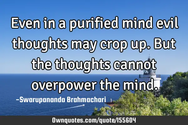 Even in a purified mind evil thoughts may crop up.  But the thoughts cannot overpower the
