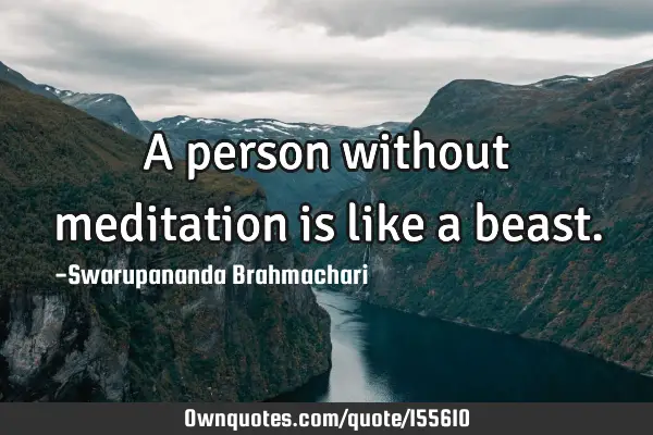 A person without meditation is like a