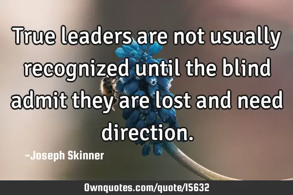 True leaders are not usually recognized until the blind admit they are lost and need