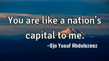 You are like a nation's capital  to me.