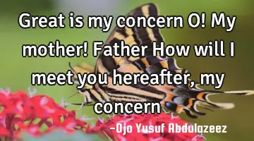Great is my concern O! My mother! Father
How will I meet you hereafter, my concern