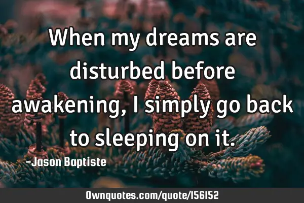 When my dreams are disturbed before awakening, i simply go back to sleeping on