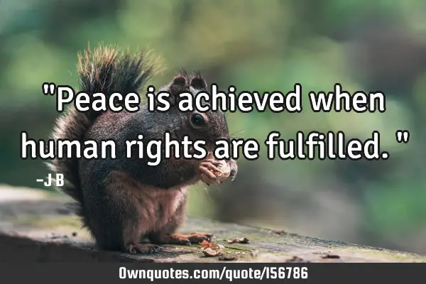 "Peace is achieved when human rights are fulfilled."
