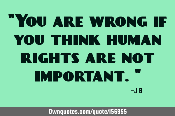 "You are wrong if you think human rights are not important."