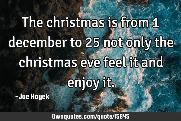 The christmas is from 1 december to 25 not only the christmas eve feel it and enjoy