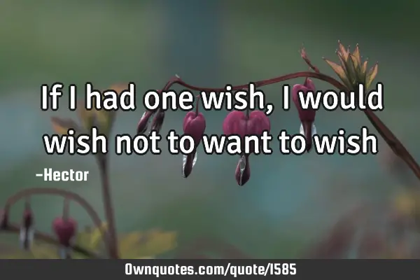 If I had one wish, I would wish not to want to
