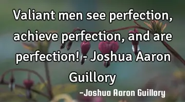 Valiant men see perfection, achieve perfection, and are perfection! - Joshua Aaron Guillory