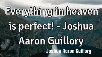 Everything in heaven is perfect! - Joshua Aaron Guillory
