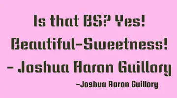 Is that BS? Yes! Beautiful-Sweetness! - Joshua Aaron Guillory