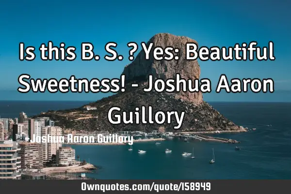 Is this B.S.? Yes: Beautiful Sweetness! - Joshua Aaron G