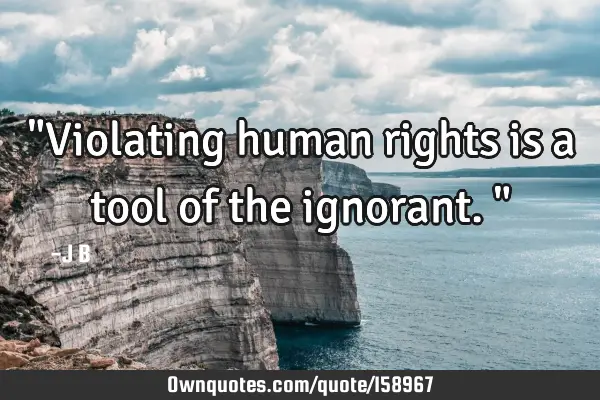 "Violating human rights is a tool of the ignorant."