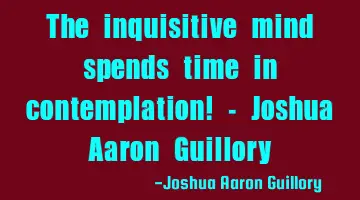 The inquisitive mind spends time in contemplation! - Joshua Aaron Guillory