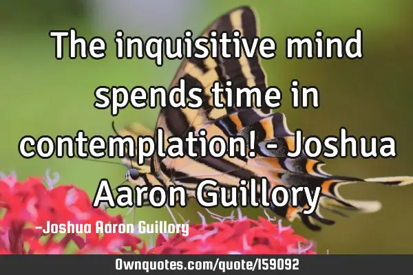 The inquisitive mind spends time in contemplation! - Joshua Aaron G