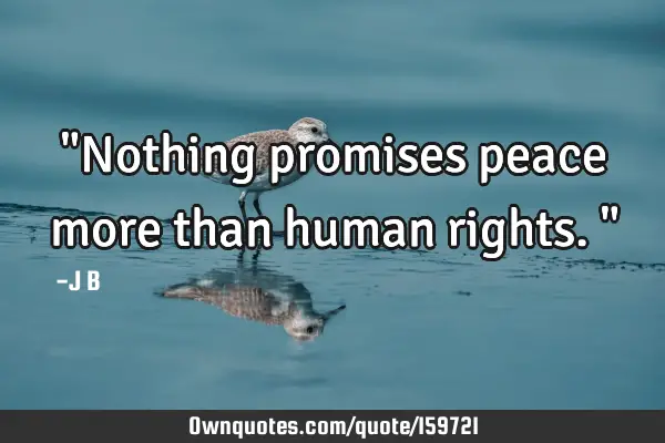 "Nothing promises peace more than human rights."