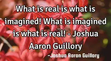 What is real is what is imagined! What is imagined is what is real! - Joshua Aaron Guillory