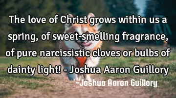 The love of Christ grows within us a spring, of sweet-smelling fragrance, of pure narcissistic