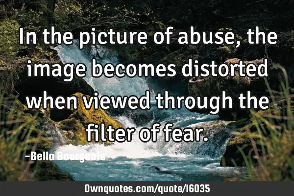 In the picture of abuse, the image becomes distorted when viewed through the filter of