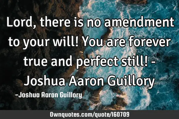 Lord, there is no amendment to your will! You are forever true and perfect still! - Joshua Aaron G