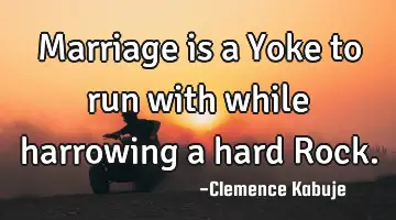 Marriage is a Yoke to run with while harrowing a hard Rock.