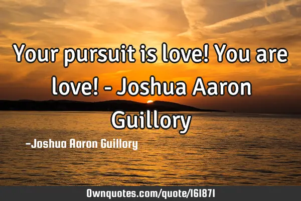 Your pursuit is love! You are love! - Joshua Aaron G