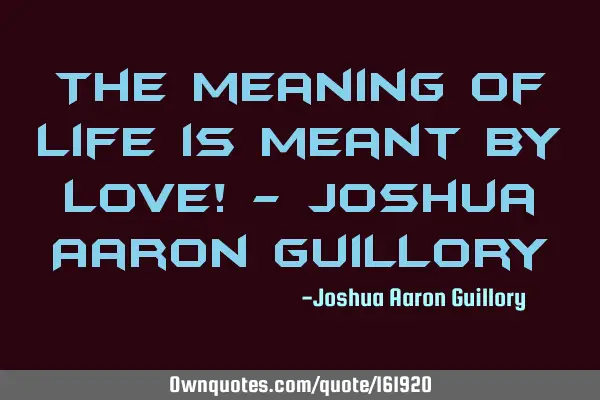 The meaning of life is meant by love! - Joshua Aaron G