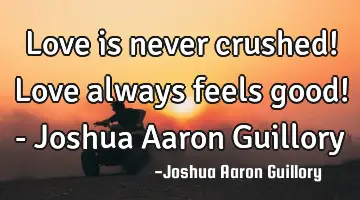 Love is never crushed! Love always feels good! - Joshua Aaron Guillory