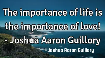 The importance of life is the importance of love! - Joshua Aaron Guillory