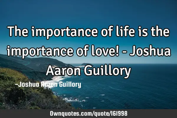 The importance of life is the importance of love! - Joshua Aaron G