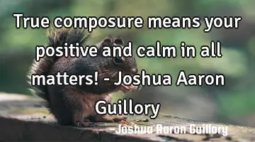 True composure means your positive and calm in all matters! - Joshua Aaron Guillory