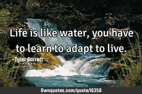 Life is like water, you have to learn to adapt to
