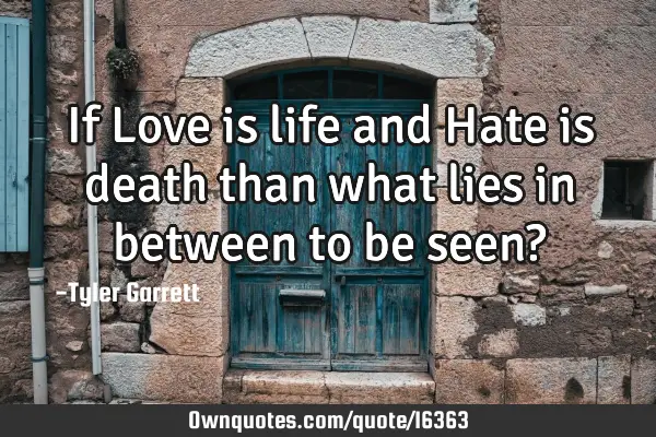 If Love is life and Hate is death than what lies in between to be seen?