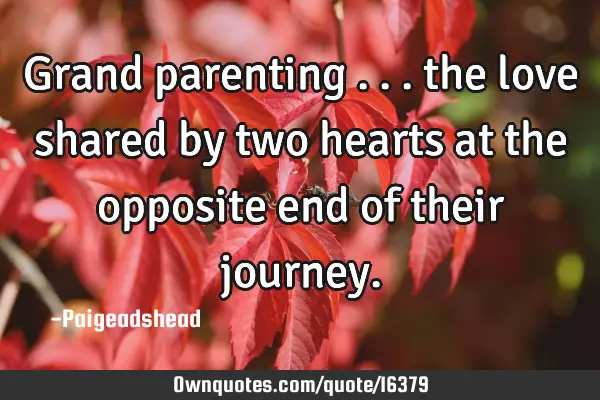 Grand parenting ... the love shared by two hearts at the opposite end of their