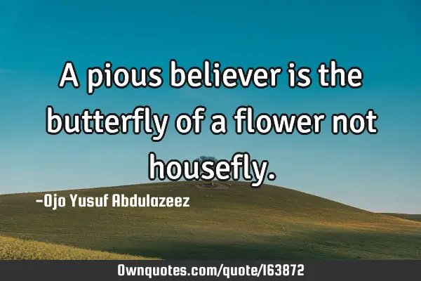 A pious believer is the butterfly of a flower not