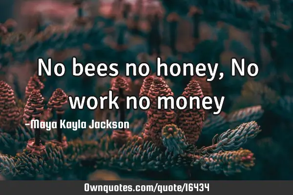No bees no honey , No work no