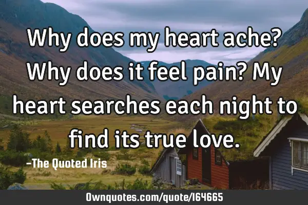 Why does my heart ache? Why does it feel pain? My heart searches each night to find its true