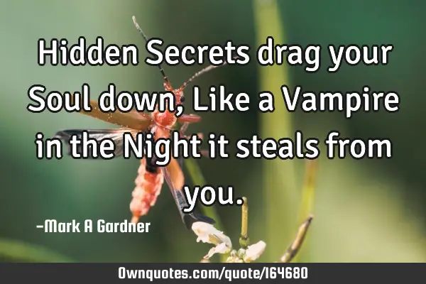 Hidden Secrets drag your Soul down, Like a Vampire in the Night it steals from