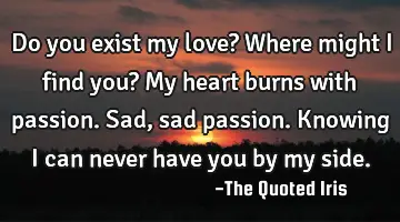 Do you exist my love? Where might I find you? My heart burns with passion. Sad, sad passion. K