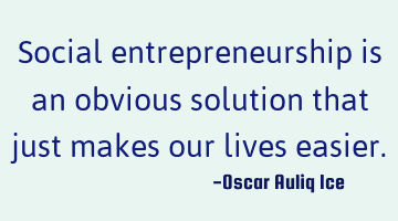 Social entrepreneurship is an obvious solution that just makes our lives easier.