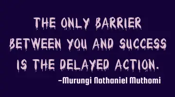 The only barrier between you and success is the delayed action.