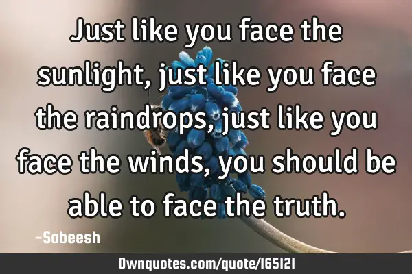 Just like you face the sunlight, just like you face the raindrops, just like you face the winds,