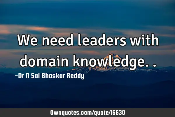 We need leaders with domain