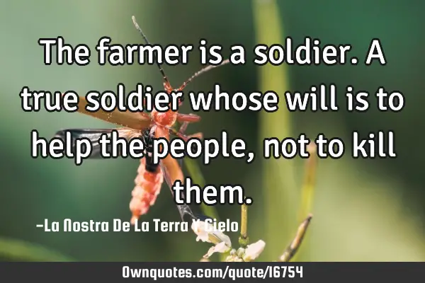 The farmer is a soldier. A true soldier whose will is to help the people, not to kill