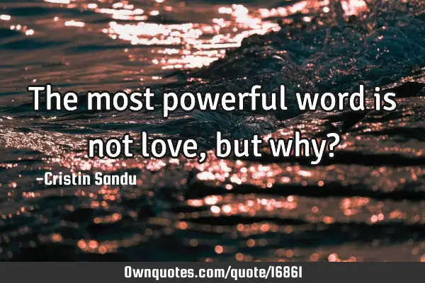 The most powerful word is not love, but why?