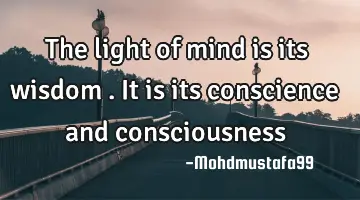 The light of mind is its wisdom . It is its conscience  and consciousness