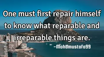 One must first repair himself to know what reparable and irreparable things are.