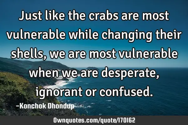 Just like the crabs are most vulnerable while changing their shells, we are most vulnerable when we