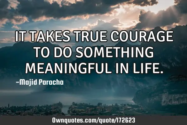 IT TAKES TRUE COURAGE TO DO SOMETHING MEANINGFUL IN LIFE