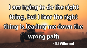 I am trying to do the right thing, but I fear the right thing is leading me down the wrong